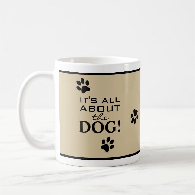 Taza De Café Personalizado lindo tipografía de pata negra Perro (Izquierda)
