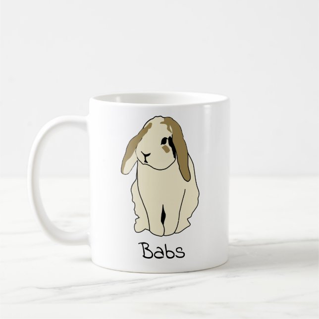 Taza De Café Personalizado Lop Rabbit Name Mug - Conejo persona (Izquierda)
