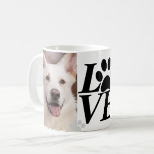 Taza De Café Personalizado LOVE Paw Print Dog Lover Mug