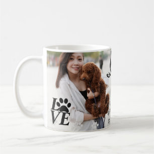 Taza De Café Personalizado LOVE Paw Print Dog Lover Mug -