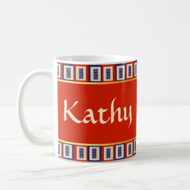 Taza De Café Personalizado Lucky Blue Eight Wheel Mahjong Tile (Izquierda)