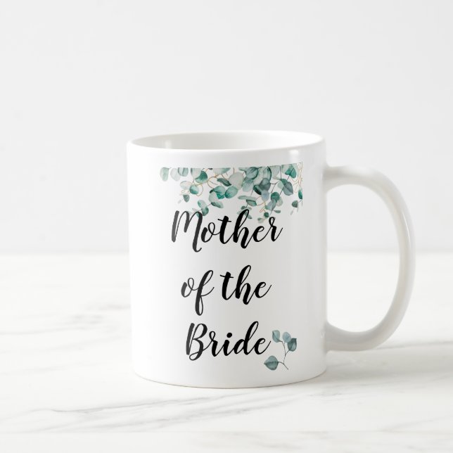 Taza De Café Personalizado Madre de novia Groom Dusty Blue Euca (Derecha)