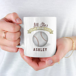 Taza De Café Personalizado Mamá Béisbol con todas las estrellas