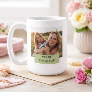 Taza De Café Personalizado Mamá Te Quiero Foto Verde Salvia