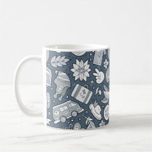 Taza De Café Personalizado manual de doodles hippie sin fisuras