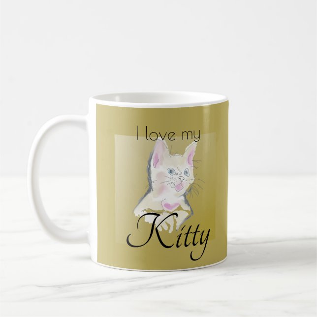 Taza De Café Personalizado Me Encanta Mi Foto De Kitty (Izquierda)