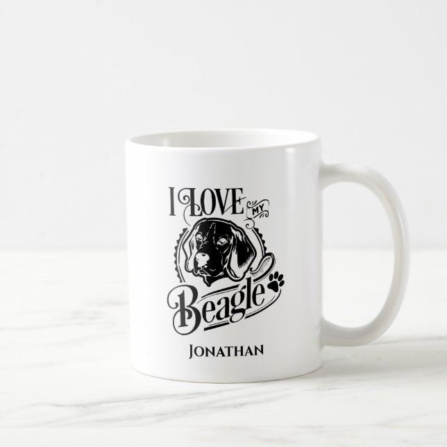 Taza De Café Personalizado me encanta My Beagle (Derecha)