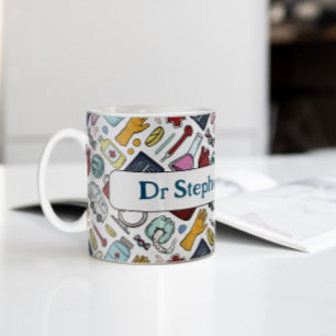 Taza De Café Personalizado médica médico patrón de ciencias de 