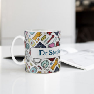 Taza De Café Personalizado médica médico patrón de ciencias de 