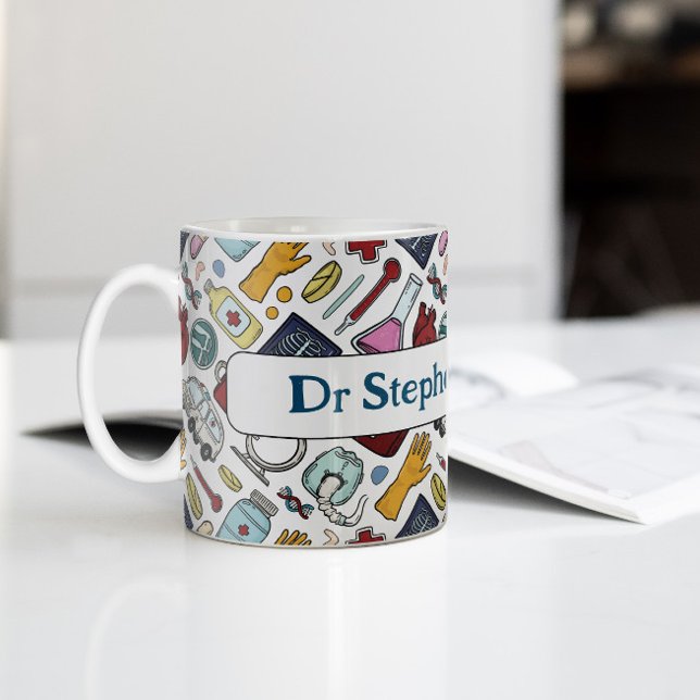 Taza De Café Personalizado médica médico patrón de ciencias de  (Subido por el creador)