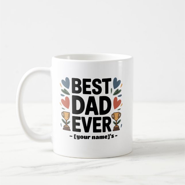 Taza De Café Personalizado "Mejor papá jamás - [Nombre del niño (Izquierda)