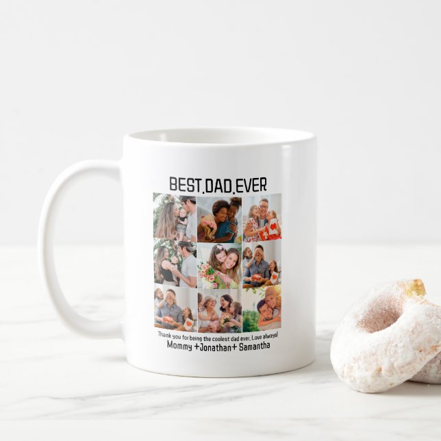 Taza De Café Personalizado Mejor Papá Nunca Padres Día 9 Collag (Con donut)