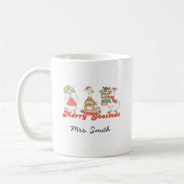 Taza De Café Personalizado Merry Goosemas Teacher Gift