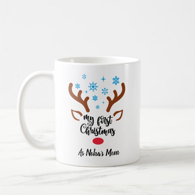 Taza De Café Personalizado Mi primer bebé de reno de Navidad (Izquierda)