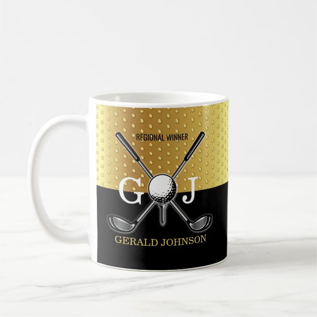 Taza De Café Personalizado minimalista Elegante Golf Monograma  (Izquierda)