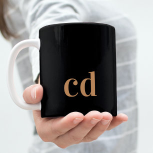 Taza De Café Personalizado moderno con iniciales en monograma d