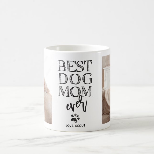 Taza De Café Personalizado moderno foto mejor madre de perro (Centro)