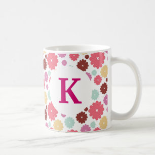 Taza De Café Personalizado Monograma Café Imprimido Flores de B