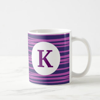 Taza De Café Personalizado Monograma Café Imprimido Tiras Púrpu