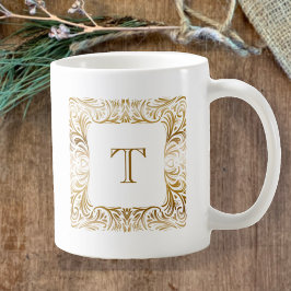Taza De Café Personalizado Monograma Elegant Golden John 3:16 N