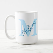 Personalizado Monograma Nombre Mug Azul