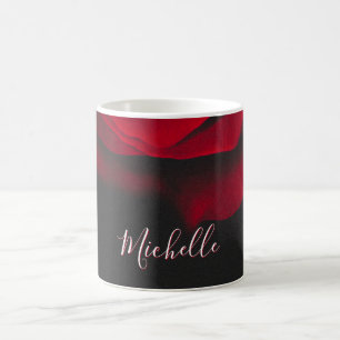 Taza De Café Personalizado monograma rojo rosa vintage fotograf