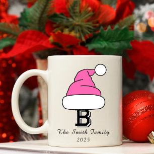 Taza De Café Personalizado Monograma rosa caliente Navidades fa