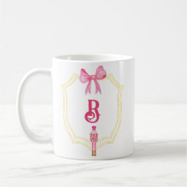 Taza De Café Personalizado Monograma Rosado Nutcracker