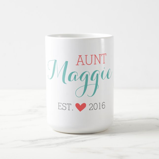 Taza De Café Personalizado Monograma Tía Café Mug (Centro)