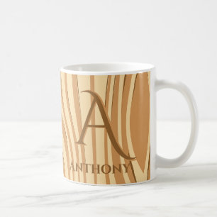 Taza De Café Personalizado Monogramada Rustic Faux Stained Brow