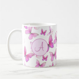 Taza De Café Personalizado Monogramado de mariposas Pastel Girl
