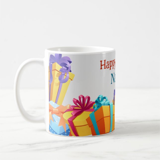 Taza De Café Personalizado Mug colorido Feliz cumpleaños regalo (Izquierda)