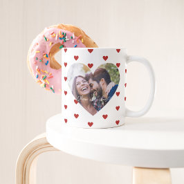Taza De Café Personalizado Mug de fotos de corazón para parejas