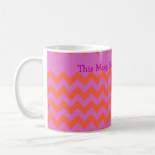 Taza De Café Personalizado Mug, Magenta y Chevrons Naranjas