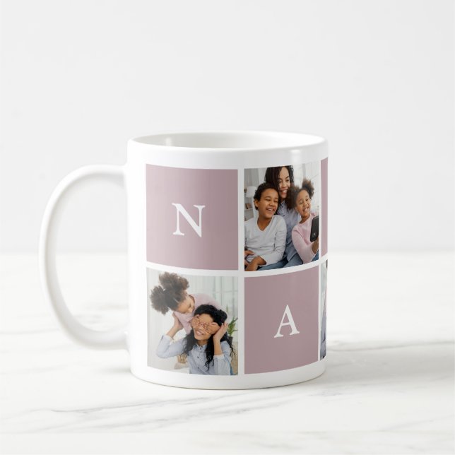 Taza De Café Personalizado Nanny Abuela 5 Collage de fotos Café (Izquierda)