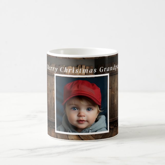 Taza De Café Personalizado navidad Foto Rustic Stable Barn Wood (Centro)