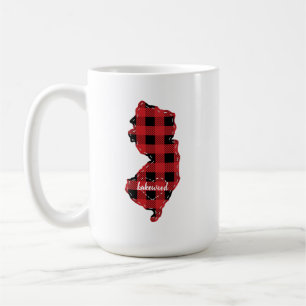 Taza De Café Personalizado New Jersey State Hometown Plaid Navi