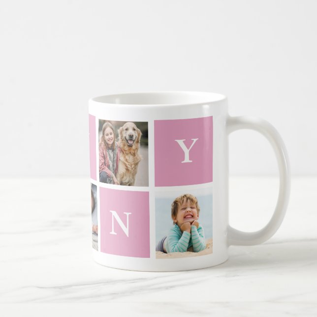 Taza De Café Personalizado Niñera Abuela 5 Collage de fotos (Derecha)
