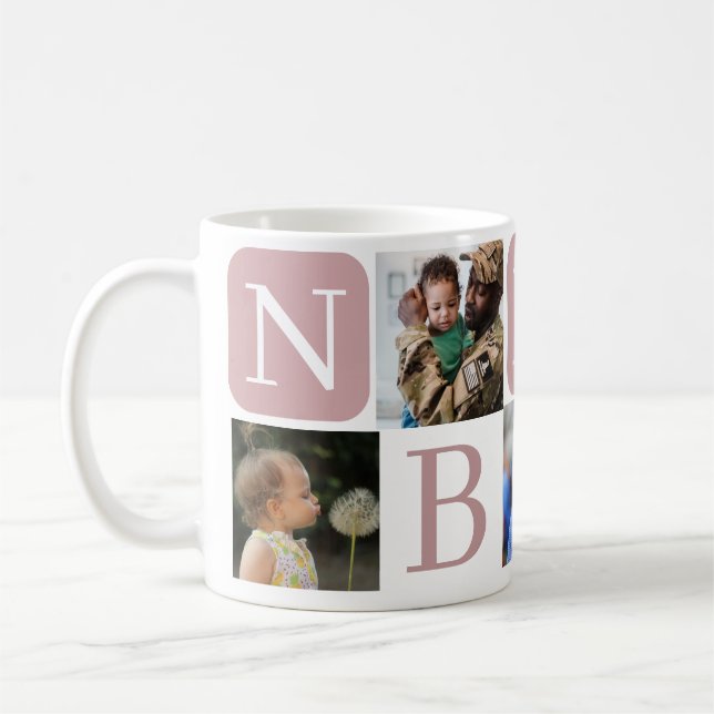 Taza De Café Personalizado Niñera Abuela 5 Collage de fotos (Izquierda)