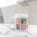 Taza De Café Personalizado Niñera Abuela 5 Collage de fotos<br><div class="desc">Crea un bizcocho dulce para la abuela con este sencillo diseño que incluye cinco de tus fotos favoritas de Instagram,  dispuestas en un diseño de collage con cuadrados alternados en rosa pastel y con "nana". Personaliza con fotos favoritas de sus nietos para un regalo atesorado para la nana.</div>