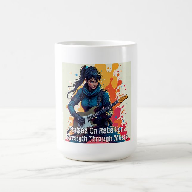 Taza De Café Personalizado Ninja Chica Arte Guitarista Inspirad (Centro)