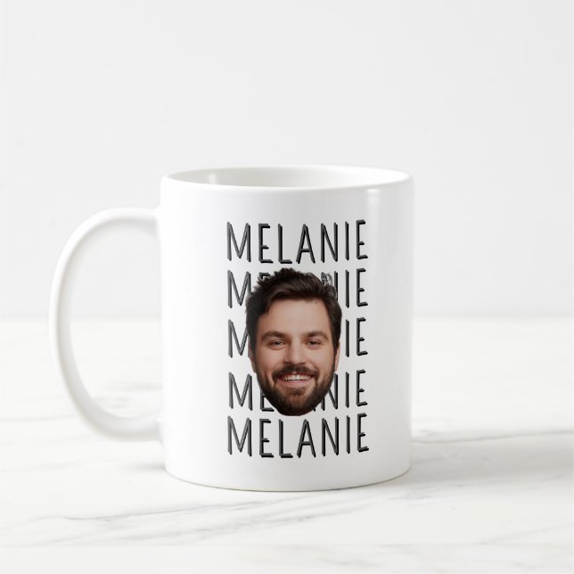 Taza De Café Personalizado Nombre de la Cara Cumpleaños, Bachel (Izquierda)