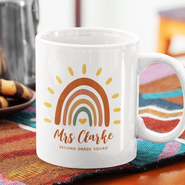 Taza De Café Personalizado Nombre del profesor Boho Arcoiris Su (Subido por el creador)