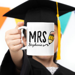 Taza De Café Personalizado Nombre del profesor l Lápiz de guión