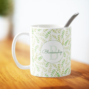 Taza De Café Personalizado Nombre Monograma Naturaleza Patrón d