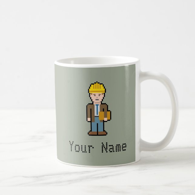 Taza De Café Personalizado Nombre Pixel Architect (Derecha)