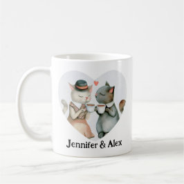 Taza De Café Personalizado Nombres de parejas de gatos personal