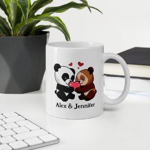 Taza De Café Personalizado Nombres de parejas de osos personali