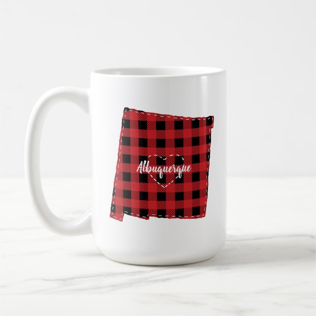 Taza De Café Personalizado Nuevo México Hometown State Plaid Na (Izquierda)