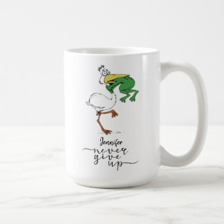Taza De Café Personalizado Nunca Renunciar A Frog Pelican